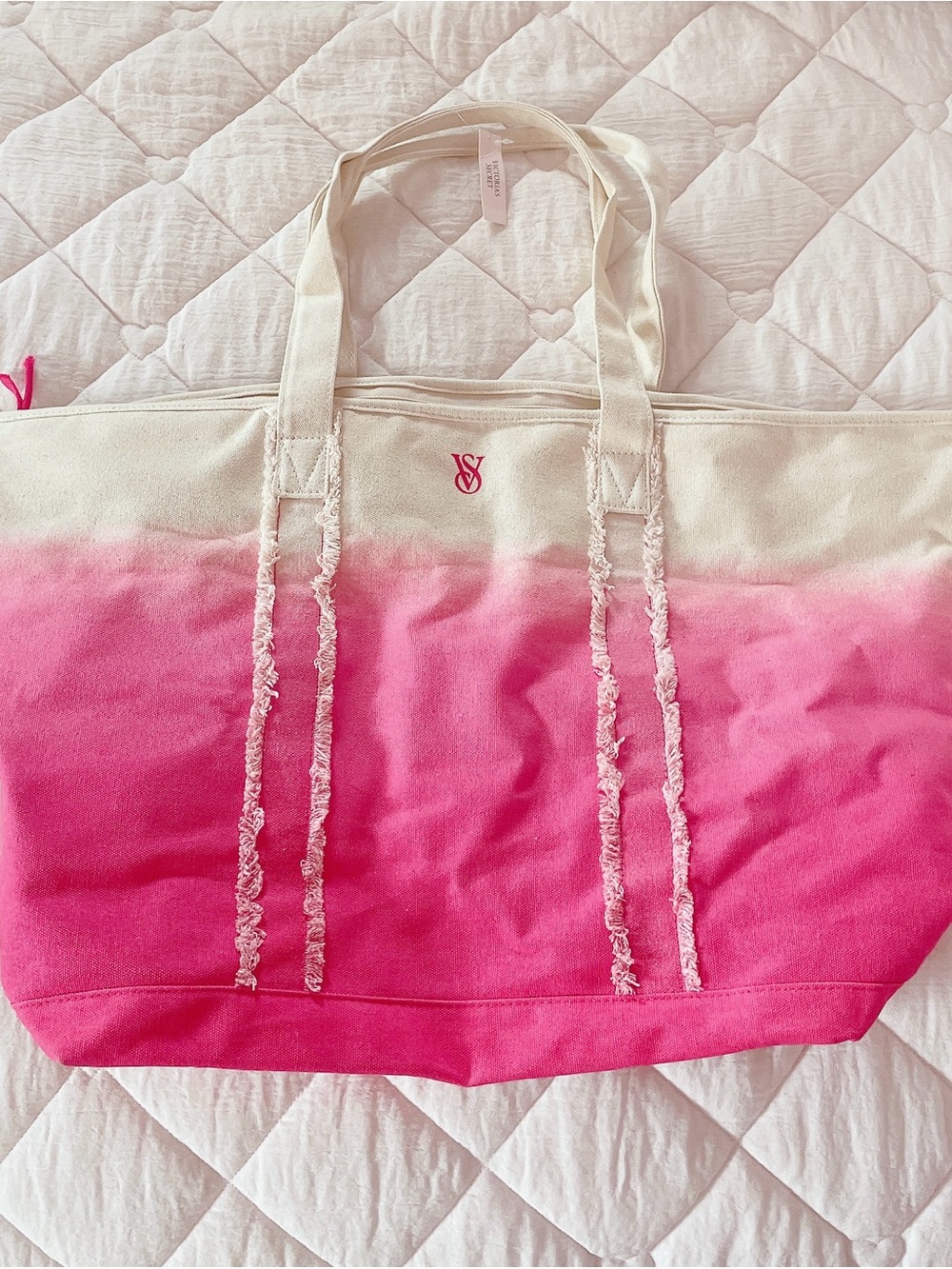 𝜗𝜚 victoria’s secret pink ombré beach tote